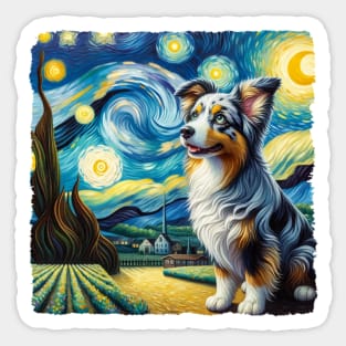 Starry Miniature American Shepherd Dog Portrait - Pet Portrait Sticker